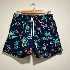 CHUBBIES Neon Signs Mesh Lined Swim Trunks Navy Blue Men’s L